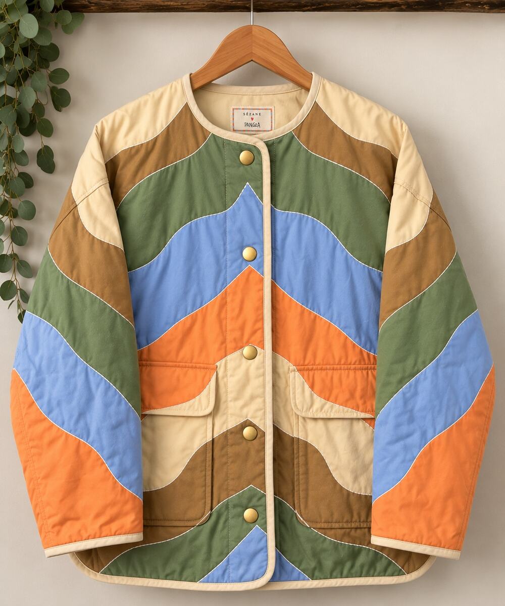 RARE Sézane x Pangea Farell Jacket in Forward | Quilted Wavy Patchwork - MINT